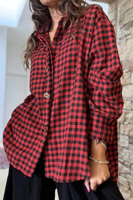 Zeta Otto Brushed Cotton Plaid Shirt Red Black /20 *Pre order 10 days 